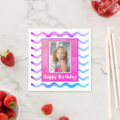 Serviette En Papier Cute Waves Rose Blue Photo Anniversaire (En situation)