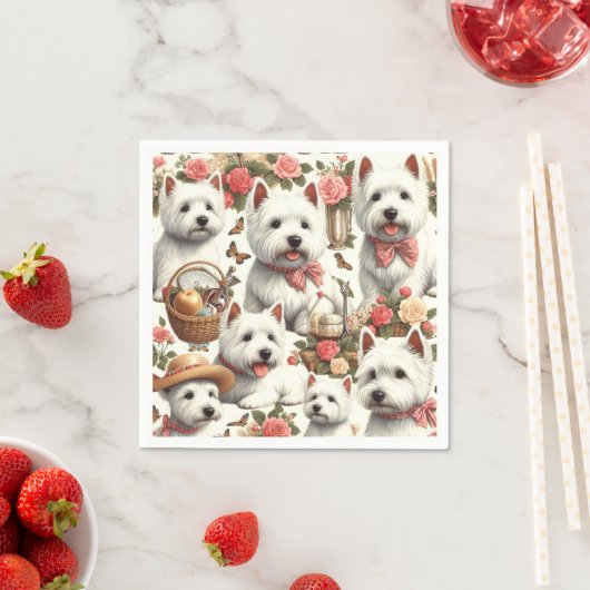 Serviette En Papier Cute West Highland White Terrier sans fil (En situation)