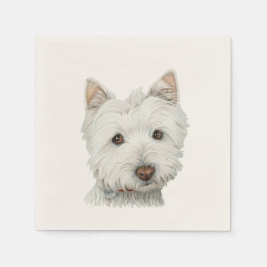 Serviette En Papier Cute Westie Chien Art Cocktail Napkin (Devant)