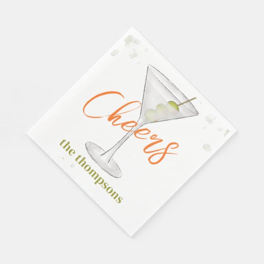 Serviette En Papier Cute Whimsical Martini Cocktail Simple Party (Coin)