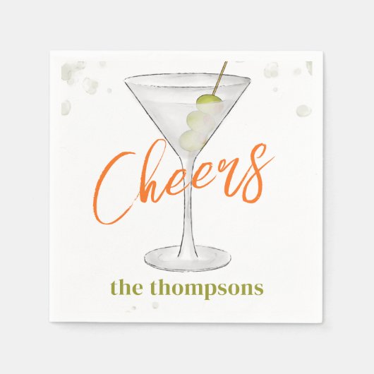 Serviette En Papier Cute Whimsical Martini Cocktail Simple Party (Devant)