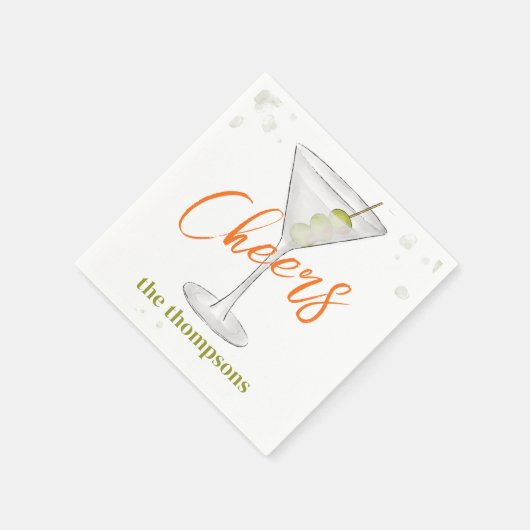 Serviette En Papier Cute Whimsical Martini Cocktail Simple Party (Coin)