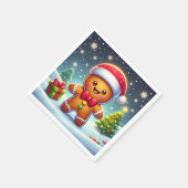 Serviette En Papier Cute Whimsical Noël/homme en pain d'épices d'hiver (Coin)
