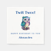 Serviette En Papier Cute Woodland Animal Petits Owl Anniversaire (Devant)