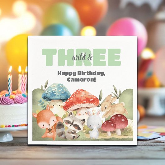 Serviette En Papier Cute Woodland Animals 3rd Birthday Party
