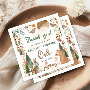 Serviette En Papier Cute Woodland Animaux 1er anniversaire