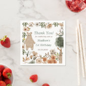 Serviette En Papier Cute Woodland Animaux 1er Anniversaire Party Napki (En situation)