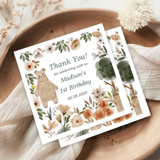 Serviette En Papier Cute Woodland Animaux 1er Anniversaire Party Napki