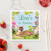 Serviette En Papier Cute Woodland Deer 1ère fête d'anniversaire (En situation)