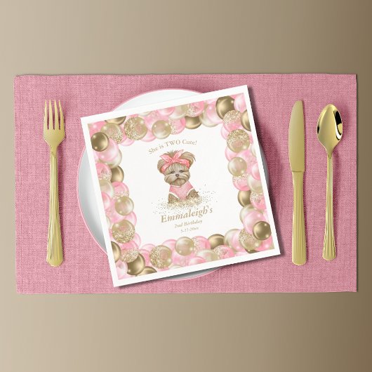 Serviette En Papier Cute Yorkie Deux mignonnes Balloon Anniversaire Pa