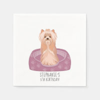 Cute Yorkshire Terrier Anniversaire serviettes