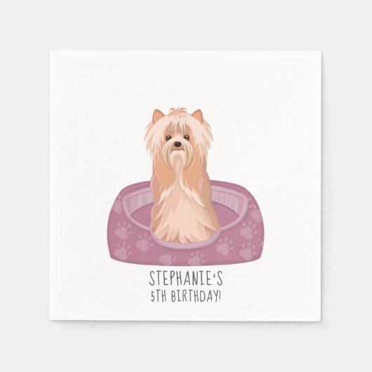 Serviette En Papier Cute Yorkshire Terrier Anniversaire serviettes (Devant)