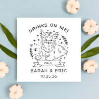 Cute Yorkshire terrier Chien mariage Boissons sur