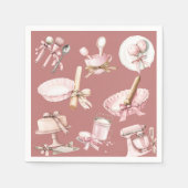 Serviette En Papier Cutie Pie | Baby shower fille rose aquarelle (Devant)