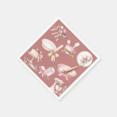 Serviette En Papier Cutie Pie | Baby shower fille rose aquarelle (Coin)