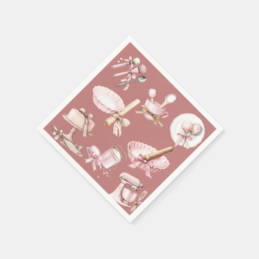 Serviette En Papier Cutie Pie | Baby shower fille rose aquarelle (Coin)