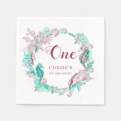 Serviette En Papier Cyan & Lavender sous la mer Anniversaire (Devant)