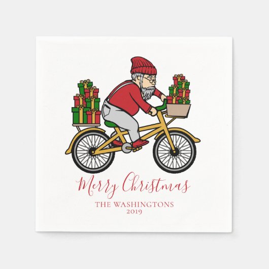 Serviette En Papier Cycliste de Noël (Devant)