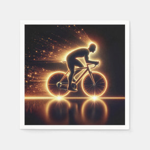 Serviette En Papier Cycliste En Neon D'Or Avec Traces Légères