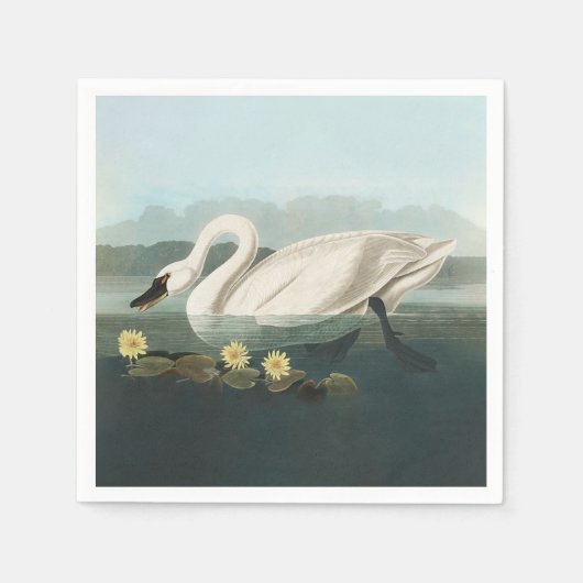 Serviette En Papier cygne audubon cygnes d'eau blanche (Devant)