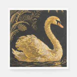 Serviette En Papier Cygne d'or sur une étang de minuit