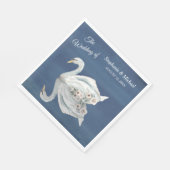 Serviette En Papier Cygne floral blanc sur Mariage bleu (Coin)
