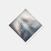 Serviette En Papier Cygne Solitaire Sur Le Lac Misty Morning (Coin)