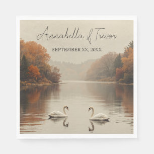 Serviette En Papier Cygnes d'automne Romantique Lac en automne Mariage