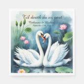 Serviette En Papier Cygnes en amour Aquarelle Lotus Lake Mariage (Devant)