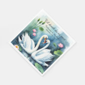 Serviette En Papier Cygnes en amour Aquarelle Lotus Lake Mariage (Coin)