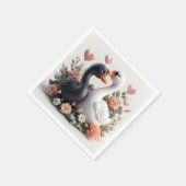 Serviette En Papier Cygnes Romantiques Décorés de Fleurs (Coin)