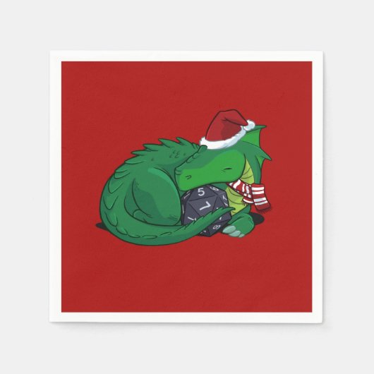 Serviette En Papier D20 Dragon Vert - Édition Vacances (Devant)