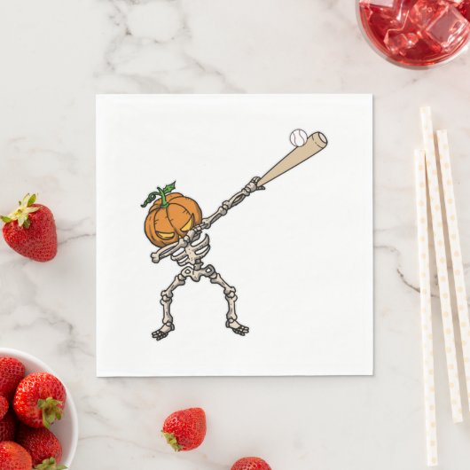 Serviette En Papier Dabbing Citrouille Head Baseball Idée cadeau (En situation)