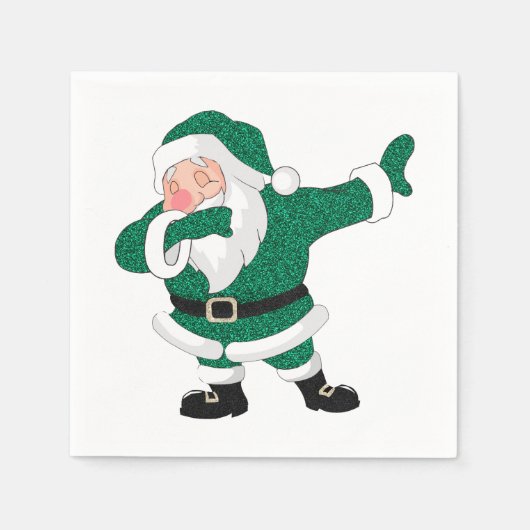 Serviette En Papier Dabbing Green Santa Claus | Fun Holiday XMAS Humou (Devant)