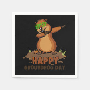 Serviette En Papier Dabbing Groundhog Log Joyeux Jour T-Shi