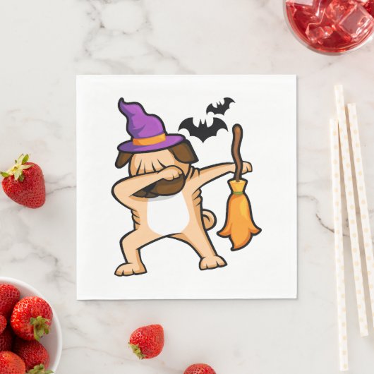 Serviette En Papier Dabbing Halloween Carlin chien (En situation)