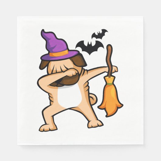 Serviette En Papier Dabbing Halloween Carlin chien (Devant)