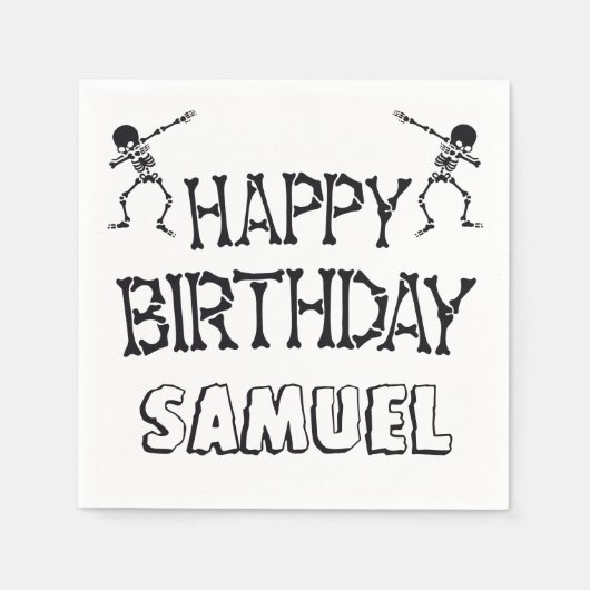 Serviette En Papier Dabbing Skeleton Halloween Joyeuse fête d'annivers (Devant)