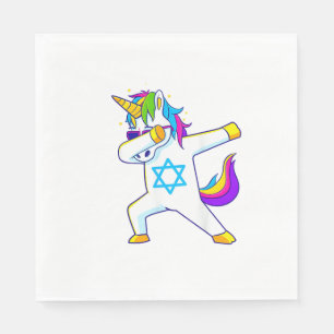 Serviette En Papier Dabbing Unicorn Hanoukka Danses juives Chanukah K