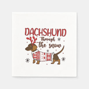 Serviette En Papier Dachshund À Travers L'Amoureux des chiens De Noël 