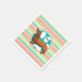 Serviette En Papier Dachshund aux cheveux longs; Bright Rainbow Stripe (Coin)