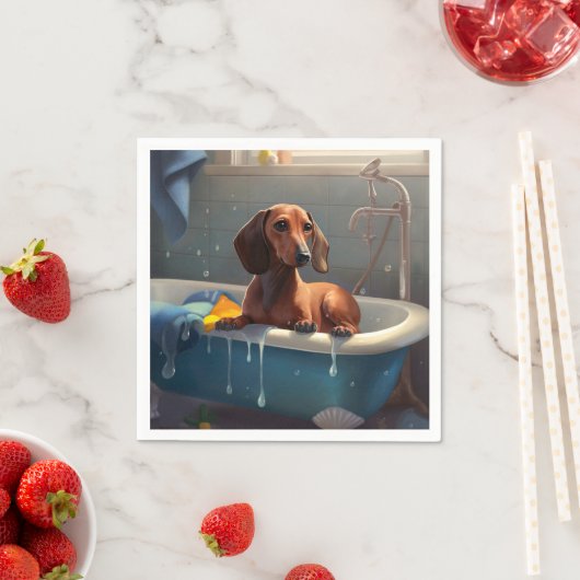 Serviette En Papier Dachshund Bathtime Fun (En situation)