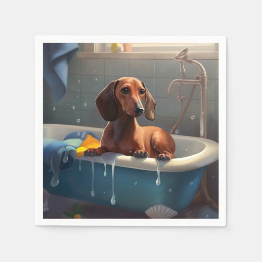 Serviette En Papier Dachshund Bathtime Fun (Devant)