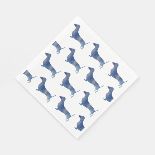 Serviette En Papier Dachshund bleu (Coin)