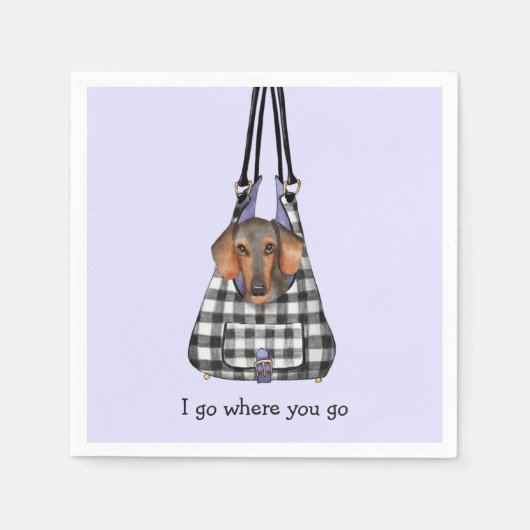 Serviette En Papier Dachshund Chien dans un sac Description (Devant)