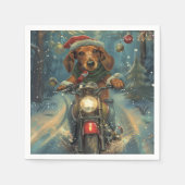 Serviette En Papier Dachshund Chien équitation moto Noël (Devant)