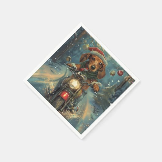 Serviette En Papier Dachshund Chien équitation moto Noël (Coin)