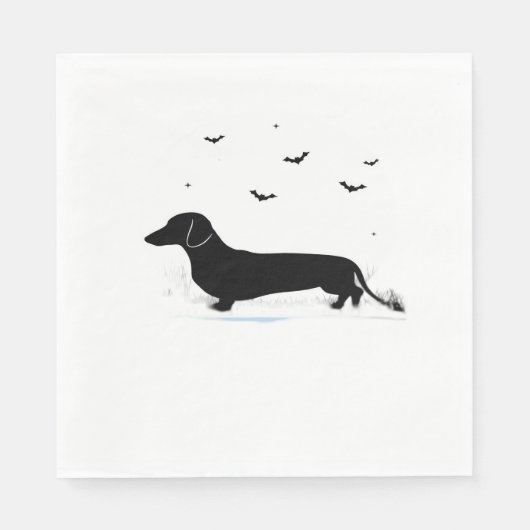 Serviette En Papier Dachshund Chien - Halloween Moon Silhouette Classi (Devant)
