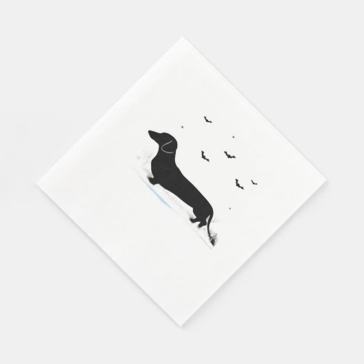 Serviette En Papier Dachshund Chien - Halloween Moon Silhouette Classi (Coin)