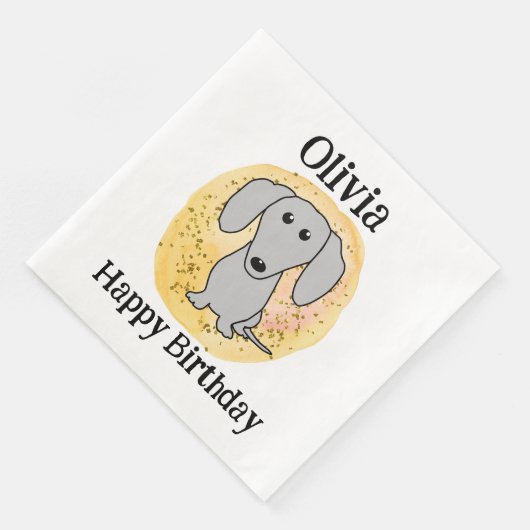 Serviette En Papier Dachshund Chien Joyeux Anniversaire Doxie mignonne (Coin)
